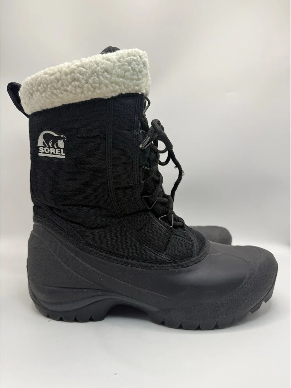 SOREL Cumberland Winter Snow Boots Womens 7.5 Black Waterproof Faux Fur Lining
